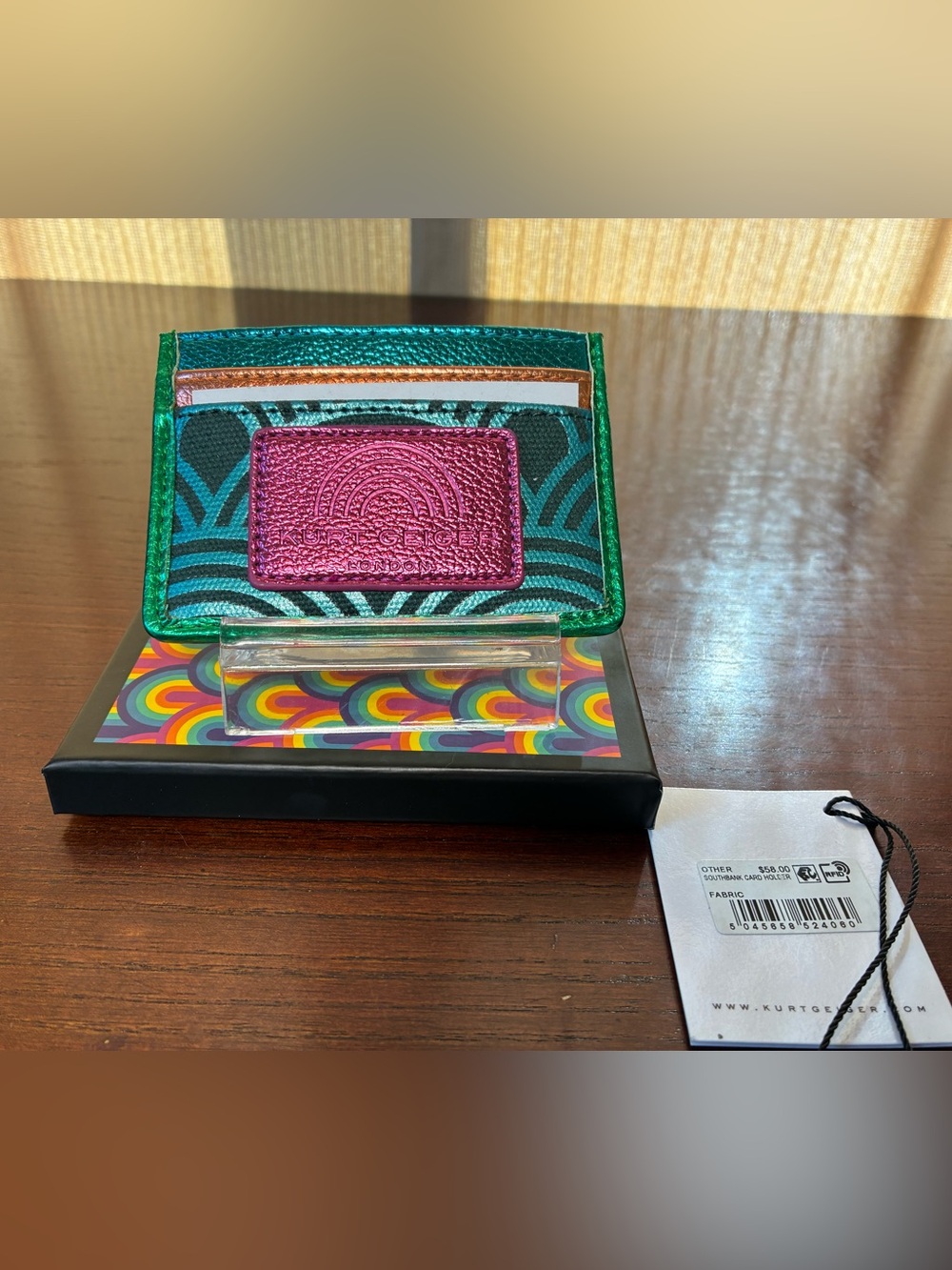 Kurt Geiger Metallic Green Card Holder NWT